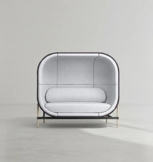 Space Egg Shape Velvet Sofa – Modern Two Seater Lounge Chair with Matching Single Seater Accent Chair, Wooden Frame Living Room Furniture (White & Purple) - My Store