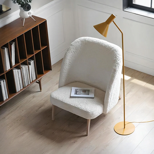 Teddy Boucle Armchair, Contemporary Accent Chair with Wooden Frame – Soft Upholstered Lounge Chair for Living Room, Bedroom & Reading Corner (Green / White) - My Store