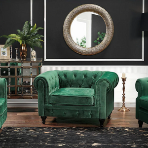 ChicComfort Chesterfield Velvet Armchair – Modern Upholstered Accent Lounge Chair with Solid Wood Frame, Contemporary Living Room Seating (Grey, Black, White, Green, Blue, Red, Brown) - My Store