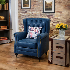 Mid-Century L9 Armchair – Loft Style Accent Lounge Chair with Solid Wood Frame, Premium Leather Upholstery, Modern Living Room Seating (Green, Brown, Blue, Red, Yellow) - My Store