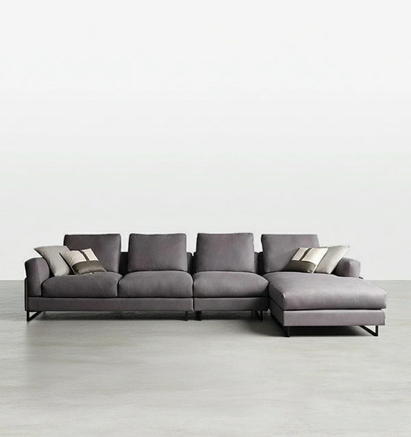 H92 Grey Four Seater Corner Sofa | Leathaire Modular L-Shape Sectional Sofa | Modern Contemporary Corner Couch | Multiple Colour Options | High Density Foam Living Room Sofa