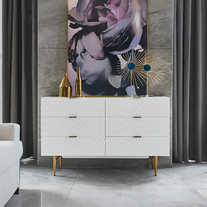 Modern Gold & White Sideboard Cabinet with Metal Legs – Contemporary Storage Unit for Living Room, Dining Room & Hallway - My Store