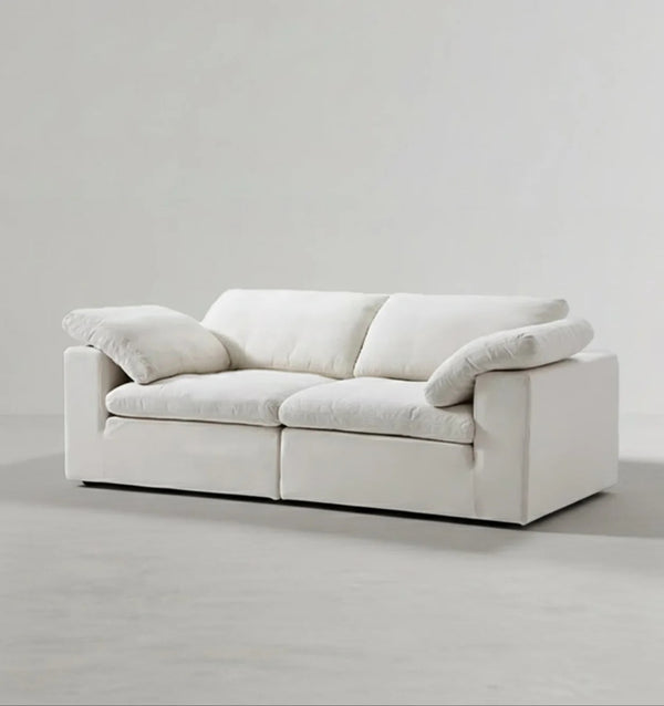 Farid Modular Sofa – Contemporary White Linen 2 Seater / 3 Seater Sectional Sofa with Modular Design, Modern Living Room Couch - My Store