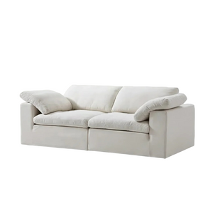 Farid 3 Seater Modular Sofa – Contemporary White Linen Living Room Couch with Modern Minimalist Design