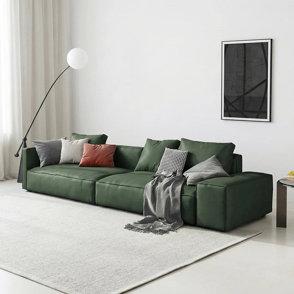 Aula 4 Seater Modular Sofa – Modern Leathaire Upholstered Large Couch, Contemporary Living Room Sofa with Metal Legs, Spacious 4-Seater Seating in Green, Black, White & Blue - My Store