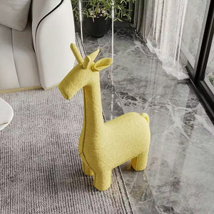 Giraffe Design Kids Chair – Yellow Fabric Linen Cotton Toddler Armchair, Soft Contemporary Animal Theme Seating for Children, Lightweight & Durable Nursery/Kids Room Furniture - My Store