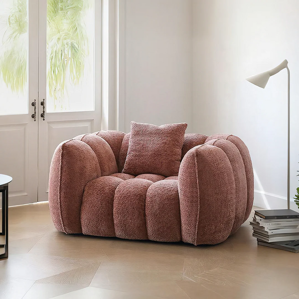 Welton Pumpkin Boucle Armchair – Contemporary Modern Accent Lounge Chair with High-Resilience Cushioning - My Store