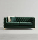 WH215 Two Seater Velvet Sofa with Painted Steel Frame – Modern Contemporary 2-Seater Couch in Green & Blue – Stylish Living Room Furniture with Sturdy Build & Easy Assembly - My Store