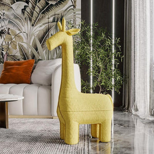 Giraffe Design Kids Chair – Yellow Fabric Linen Cotton Toddler Armchair, Soft Contemporary Animal Theme Seating for Children, Lightweight & Durable Nursery/Kids Room Furniture - My Store