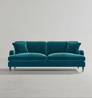 Ismail Velvet Two Seater Sofa Loveseat – Modern Compact Couch with Solid Wood Frame, Soft Upholstery Living Room Furniture (Claret, Teal, Black) - My Store
