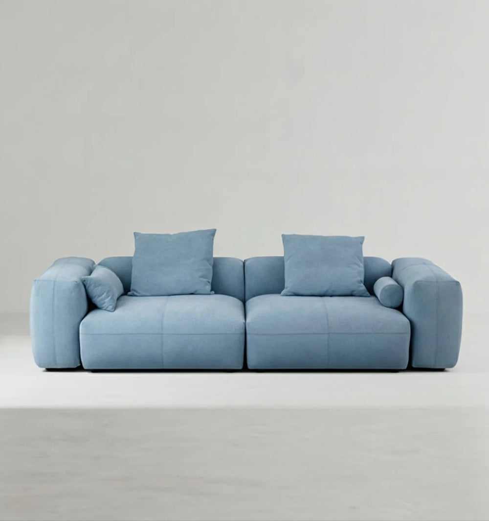 Gagnon Modular Sofa – Contemporary Leathaire Two Seater Sofa in Light Blue / Greyish Blue / White – Modern Comfortable Modular Couch for Living Room - My Store