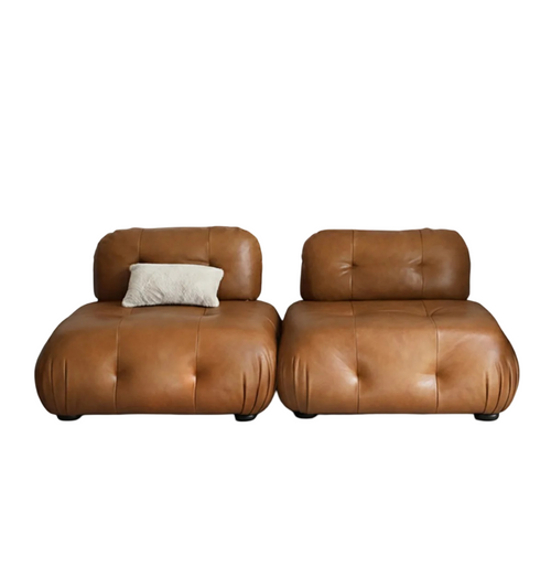 Timmons 3 Seater PU Leather Sofa – Modern Contemporary Couch with Durable Upholstery, Comfortable Living Room Seating in Brown or Black