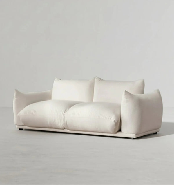 Isabella Modern 3 Seater Sofa – Bouclé or Velvet Upholstery, Spacious Contemporary Living Room Couch in Off White & Blue, Fully Assembled Designer Sofa - My Store