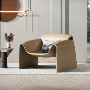 U Shape Microfiber Leather Armchair – Contemporary Modern Accent Chair with Soft Cushioned Seating, No Assembly Required, Available in Grey, Black, White, Brown & Blue - My Store