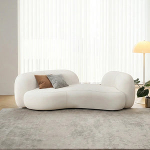 Elara Modern Curved 2 Seater Bouclé Sofa – Contemporary Upholstered Lounge Couch, Soft Plush Seating, Elegant Curved Design Sofa for Living Room & Office - My Store