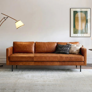 Barbican Real Leather Sofa Set – 2 Seater & 3 Seater Couch | Contemporary Cowhide Leather Living Room Sofa with High-Density Foam Cushions & Steel Frame - My Store