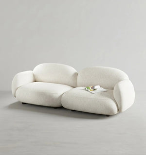 Caden Cloud 2 Seater Sofa – White Bouclé Upholstered Modern Cloud Couch with High-Density Foam | Contemporary Living Room Loveseat Sofa - My Store