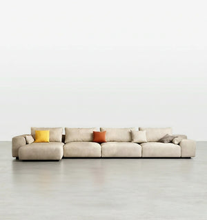 R87 Calvin 4 Seater Corner Sofa 340 cm – Leathaire Left-Hand Facing Sectional Sofa with High Density Foam | Modern Contemporary Living Room Sofa