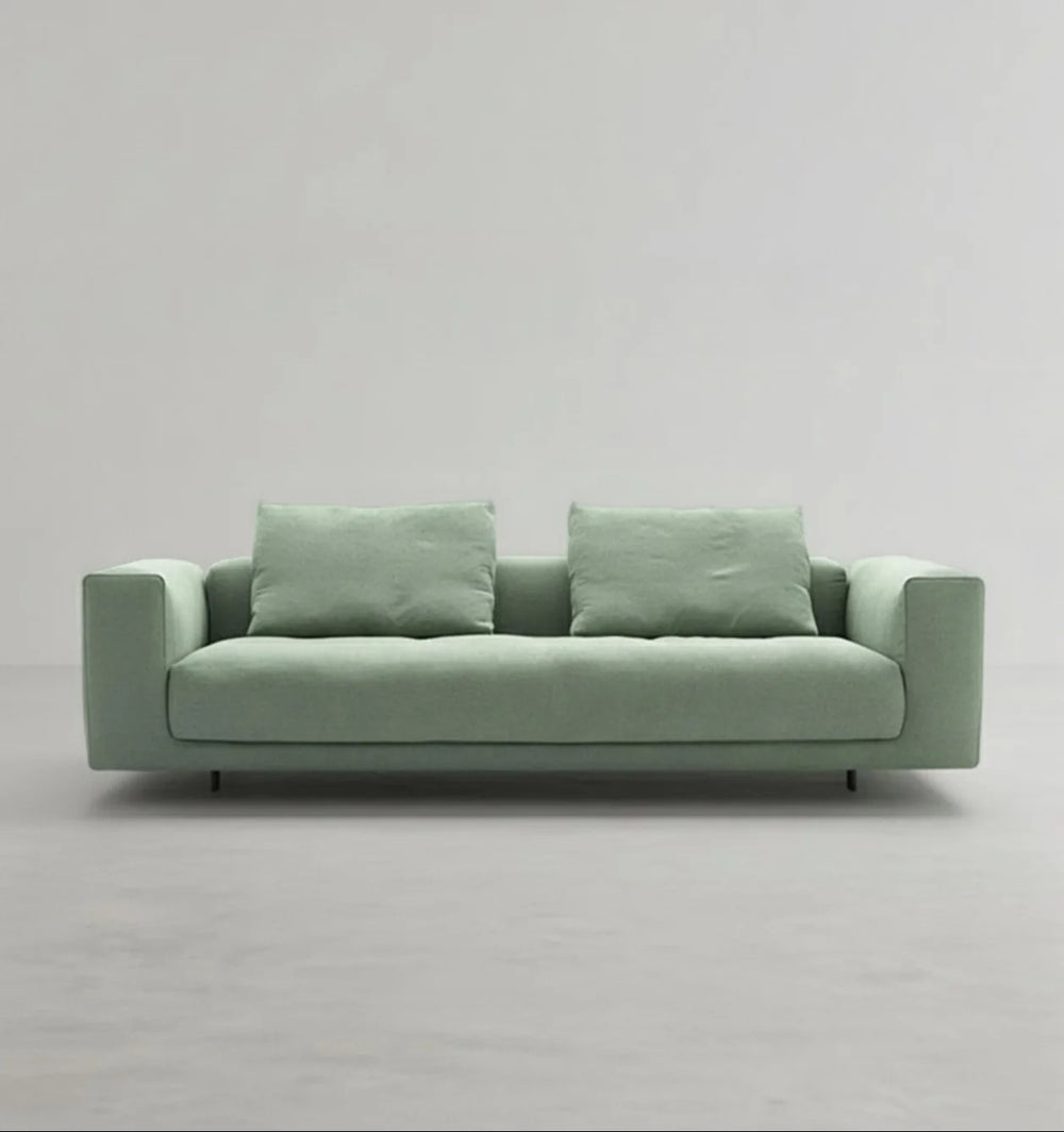 Goswell Green Linen Two Seater Corner Sofa with Painted Steel Frame – Modern Contemporary Living Room Sofa with Wooden Legs Assembly Required - My Store