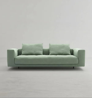 Goswell Green Linen Two Seater Corner Sofa with Painted Steel Frame – Modern Contemporary Living Room Sofa with Wooden Legs Assembly Required - My Store