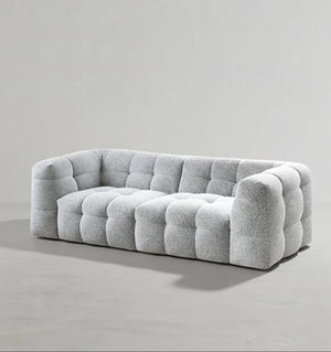 Zobah Grey Boucle Two Seater Sofa – Modern Contemporary Upholstered Loveseat with Soft Textured Fabric, Comfortable Seating for Living Room - My Store
