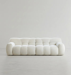 Cora Cloud Three Seater Boucle Sofa 282 cm – Modern Upholstered 3 Seater Couch with Soft Textured Fabric for Contemporary Living Rooms, White or Grey - My Store