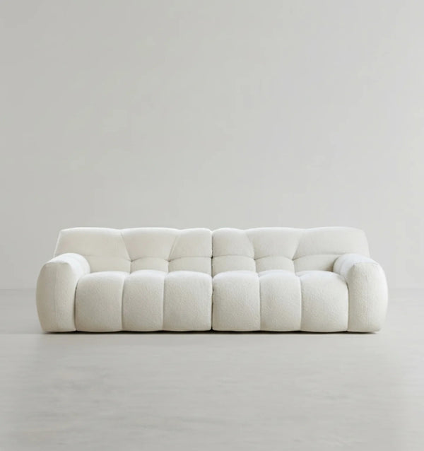 Cora Cloud Three Seater Boucle Sofa 282 cm – Modern Upholstered 3 Seater Couch with Soft Textured Fabric for Contemporary Living Rooms, White or Grey - My Store