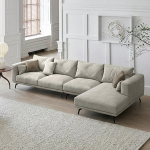 NR23 3-Seater Corner Sofa (260 cm)– Leathaire L-Shape Sectional Couch, Modern Contemporary Sofa Set with Soft Upholstery – Greige (Made-to-Order Colours Available) - My Store