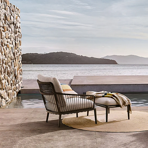 Orpheus Outdoor Rattan Lounge Chair Set – Modern Patio Chaise Lounge with Aluminium Frame, Waterproof Cushions, Garden Seating Set for Outdoor Living (Black/Grey) - My Store