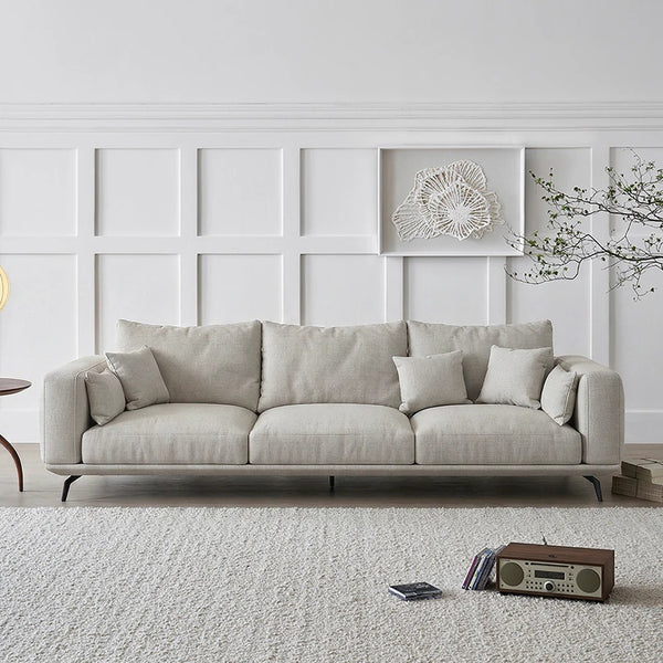 NR23 Three Seater Sofa – Modern Leathaire Upholstered Sofa Set, Contemporary Design, Comfortable Living Room Couch (Greige Colour No.15) - My Store