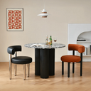 Nelli Modern Round Dining Table, Marble Finish – Contemporary Round Pedestal Dining Table for 4, Elegant White Marble Effect Centrepiece