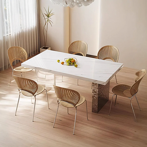Madison White Sintered Stone Dining Table with Acrylic Base – Modern Luxury Dining Table Centrepiece