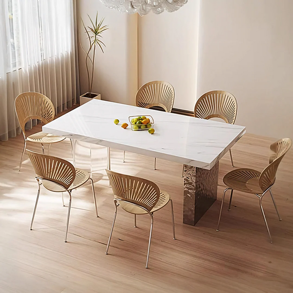 Madison White Sintered Stone Dining Table with Acrylic Base – Modern Luxury Dining Table Centrepiece
