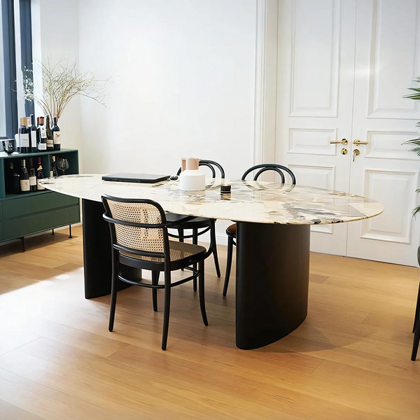 Tambo Pebble Shape Dining Table, Sintered Stone Top, Modern Luxury Dining Table