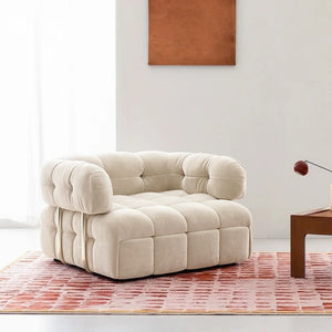Rojas Single Sofa Bed Armchair – Pull-Out Chair Bed with High Density Sponge Mattress, Suede Upholstery & Carbon Steel Frame, Cream