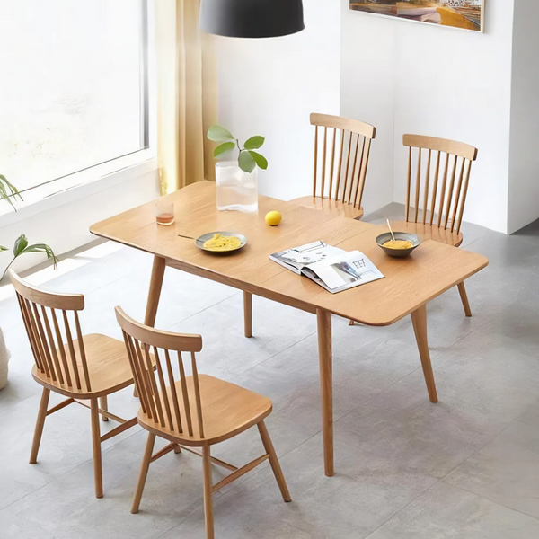 Delicia Extendable Dining Table, Ash Finish, Modern Wooden Dining Table, Space-Saving Extending Table for 4–6 Seater Dining