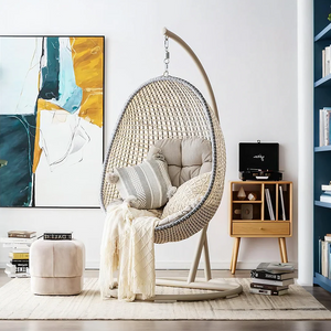 Sutton Garden Rattan Hanging Egg Chair with Stand – Indoor & Outdoor Swing Chair with Cushions, Modern Garden Furniture for Patio, Balcony & Conservatory - My Store
