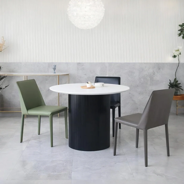 Barbican Round Dining Table Wooden Modern Kitchen & Dining Table in Oak or White Finish for 2 to 4 Seaters