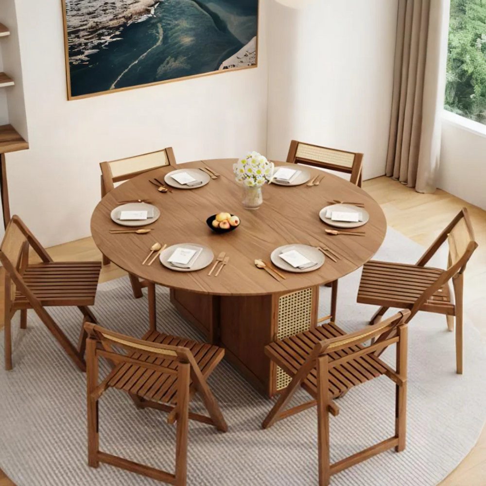 Ainsley Folding Extendable Wooden Dining Table – Space Saving Adjustable Dining Table in Oak & Dark Oak Finish