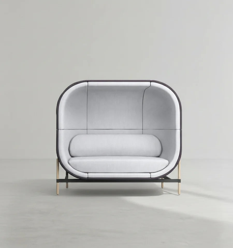 Space Egg Shape Velvet Sofa Chair – Modern Egg Pod Accent Seat with Wooden Frame, Contemporary Lounge Chair with Fitted Legs – White / Purple - My Store