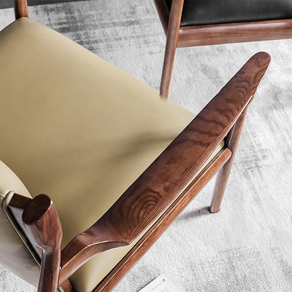 Hans CH65 Claude Easy Armchair – Solid Oak Frame with Real Leather Seating Surface, Contemporary Modern Accent Chair, Green & Black Finish - My Store