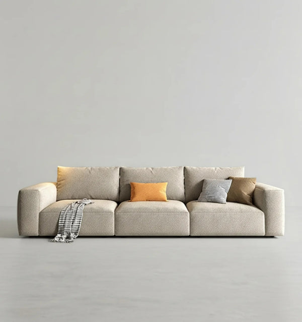 Lionel Three Seater Linen Fabric Sofa | Modern Contemporary 3-Seater Couch with High Density Sponge Cushioning | No Assembly Required Living Room Sofa