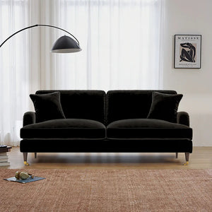 Ismail Velvet Two Seater Sofa Loveseat – Modern Compact Couch with Solid Wood Frame, Soft Upholstery Living Room Furniture (Claret, Teal, Black) - My Store