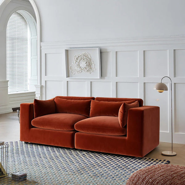 Makhmudov 2-Seater Loveseat Sofa – Luxury Velvet & Boucle Upholstered Modern Sofa, High-Density Foam Cushion, Contemporary Compact Couch for Living Room - My Store