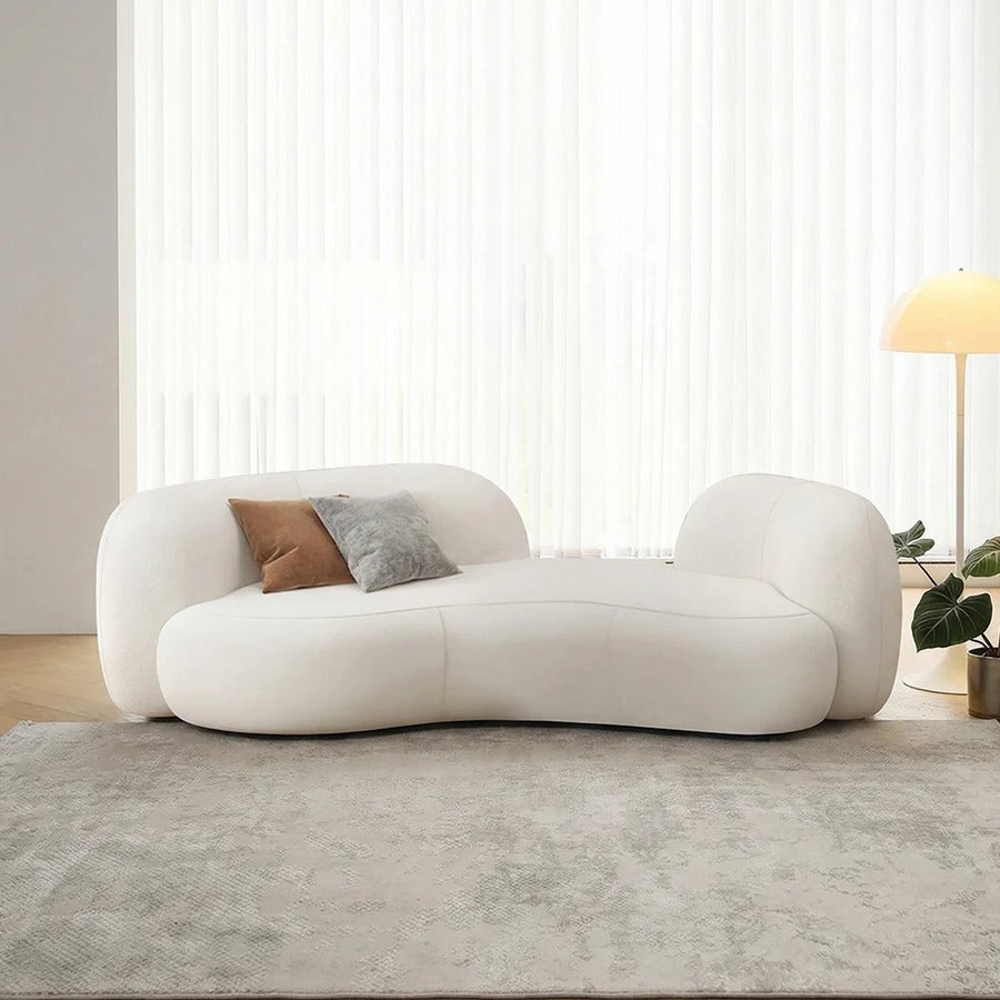Elara Modern Curved 2 Seater Bouclé Sofa – Contemporary Upholstered Lounge Couch, Soft Plush Seating, Elegant Curved Design Sofa for Living Room & Office - My Store