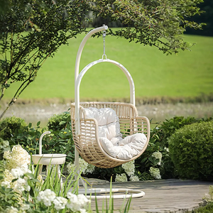 Galilea Rattan Garden Hanging Egg Chair with Stand – Indoor & Outdoor Swing Chair with Metal Frame, Woven Rope Design, Comfortable Garden Lounger for Patio, Balcony & Conservatory Seating - My Store