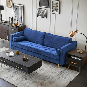 Hanoi Velvet Two Seater Sofa – Modern Contemporary 2-Seater Couch with Painted Steel Legs, Comfortable Upholstered Living Room Sofa (Grey, Blue, Green, Yellow) - My Store