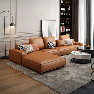 Nevaeh Three Seater Corner Sofa – Modern Leathaire L-Shaped Sofa with High-Density Foam Cushions, 3-Seater Living Room Sofa (Blue, Brown, Grey, Black) - My Store