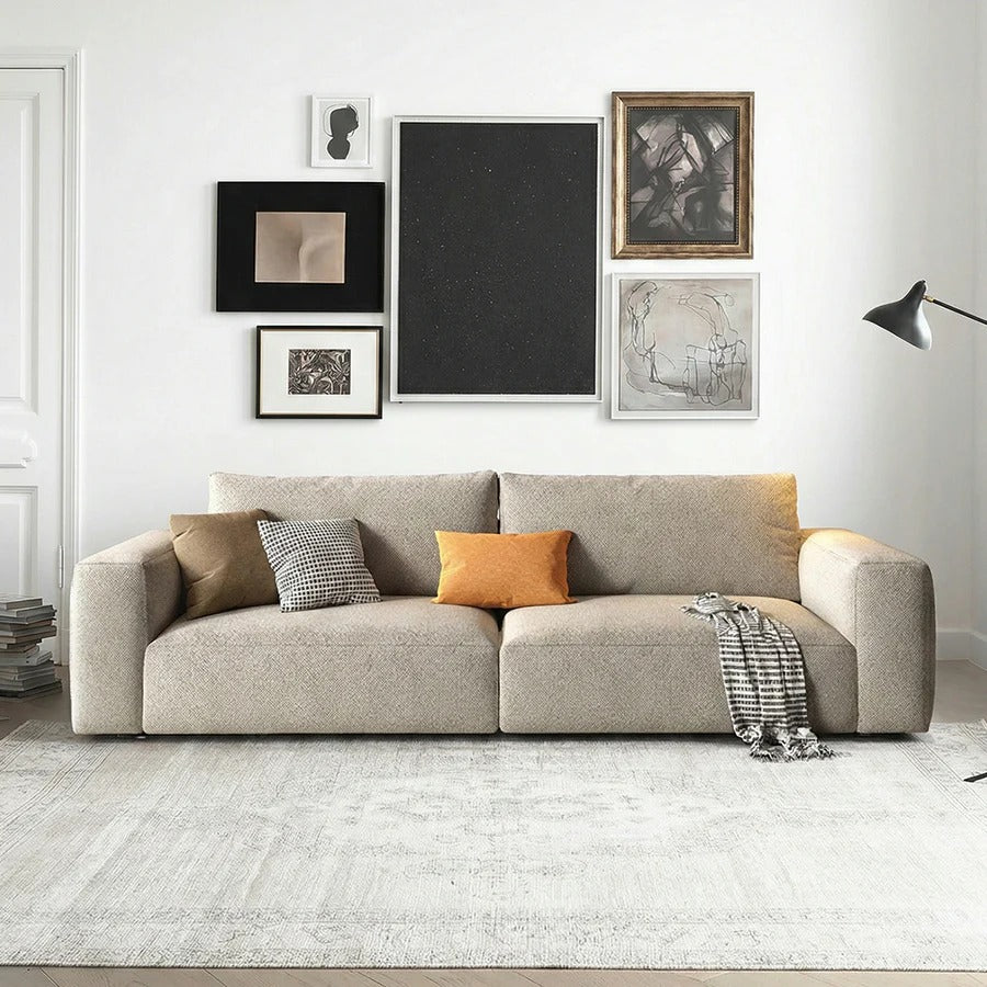 Lionel Two Seater Linen Sofa – Contemporary Modern Loveseat with High Density Sponge Cushioning, Compact Upholstered Couch for Living Room, Apartment & Lounge Seating - My Store