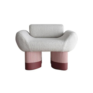 Egle Bouclé Armchair – Contemporary Accent Chair with Cashmere & Linen Upholstery, Modern Lounge Chair for Living Room or Bedroom, Blue/Red - My Store